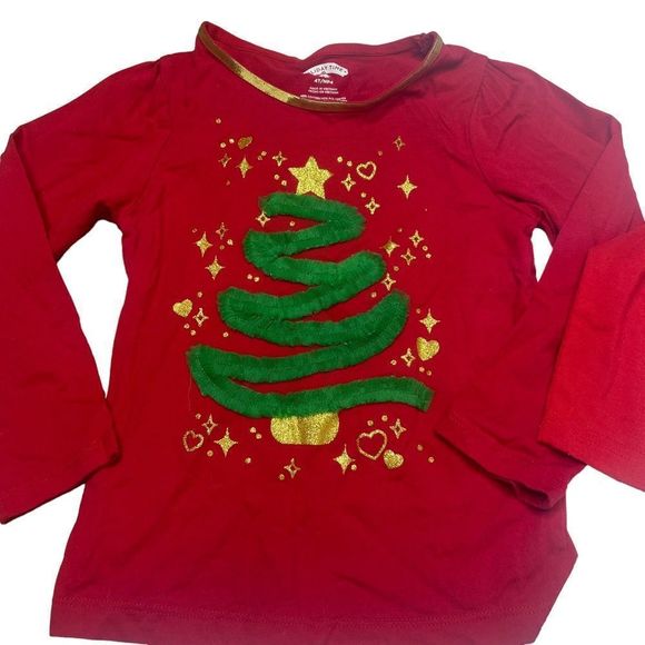 Girls Christmas Shirts Holidays Reindeer Tree 4T - Picture 3 of 4